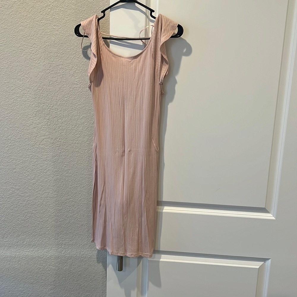 Pink ribbed low back mini dress